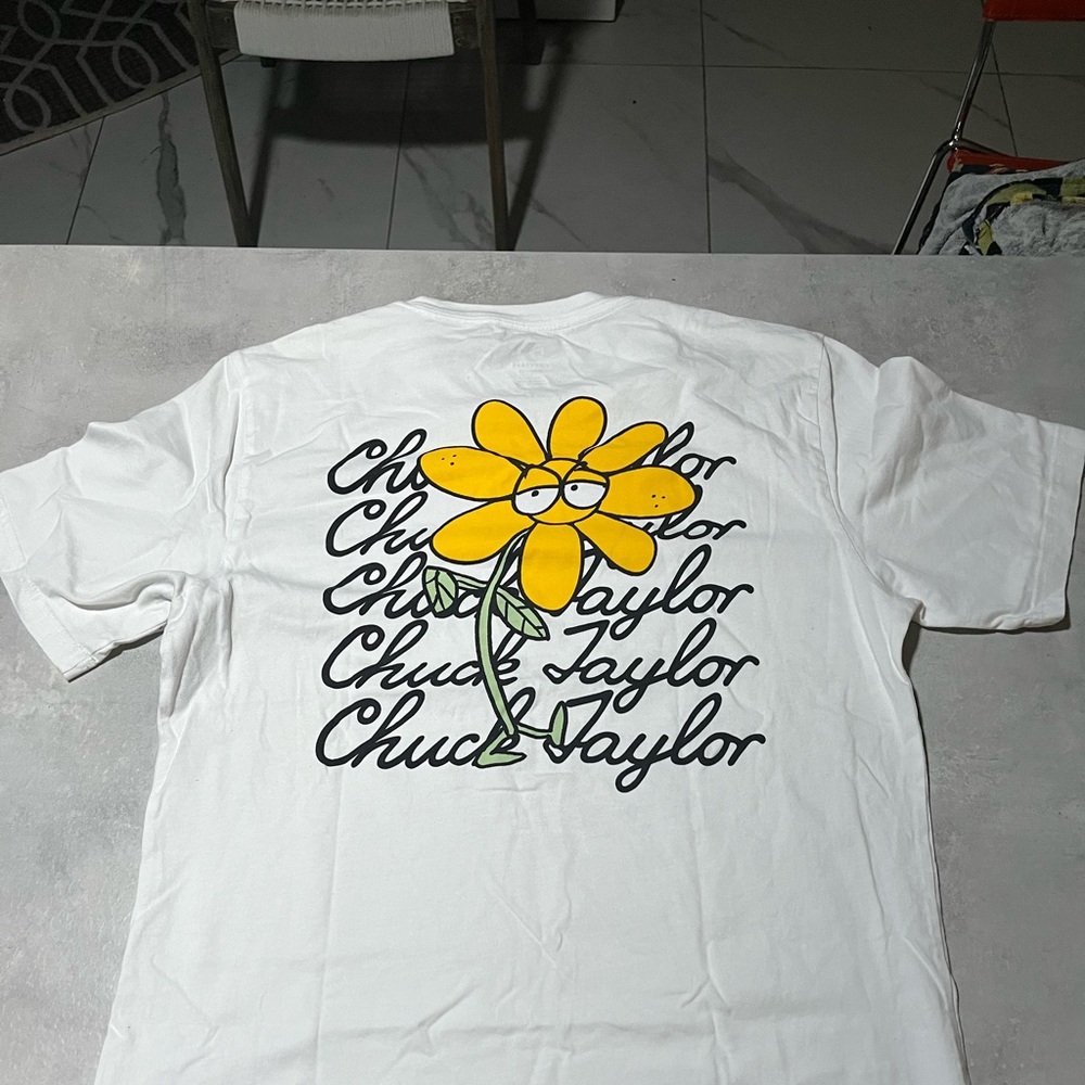 White Men's Chuck Taylor T-Shirt. Pocket Logo /Printed Back - Picture 5 of 7